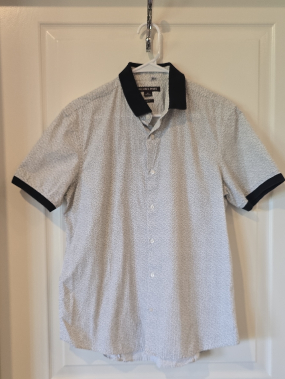 Michael Kors White Short-Sleeve Button-Down Shirt Slim--Fit M